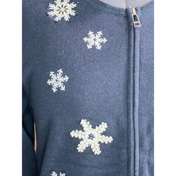 cardigan sweater zip front snowflake - Picture 2 of 8